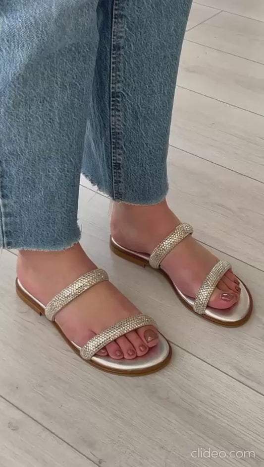 Chinelo Caryatis Prateado  com Brilhos