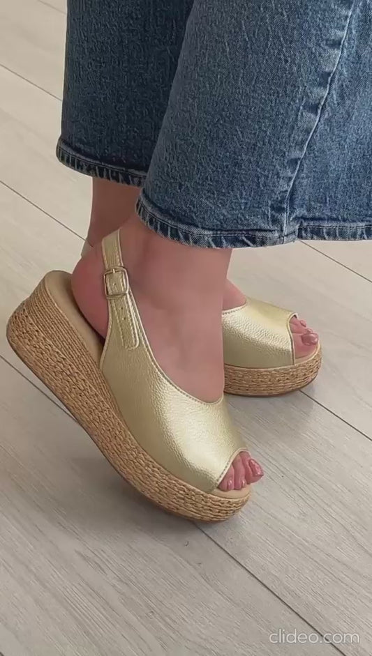Sandália Cunha Média  Dourada Clip Shoes