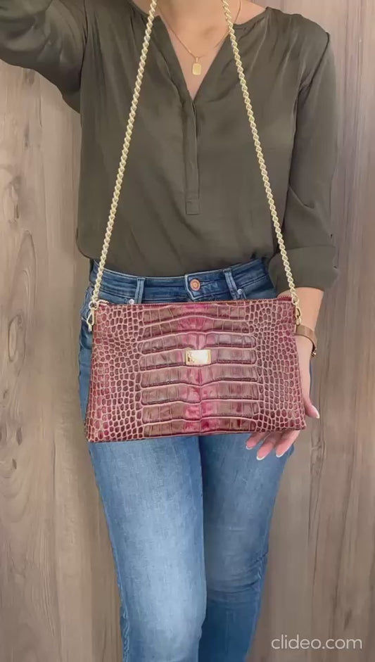 Mala de Ombro Dona V – Vermelho Textura Croco