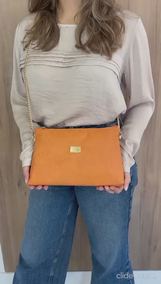 Mala de Ombro Dona V – Laranja Texturada